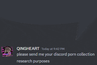 a screenshot of a discord conversation with qingheart