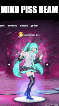 a screenshot of a video game with the words miku piss beam on the bottom