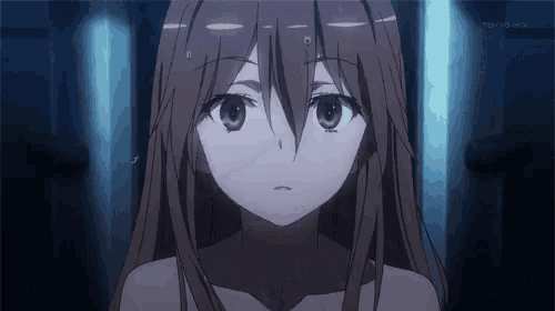 a close up of a girl 's face with the tokyo mx logo in the corner