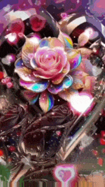a painting of a heart with a rose in the middle