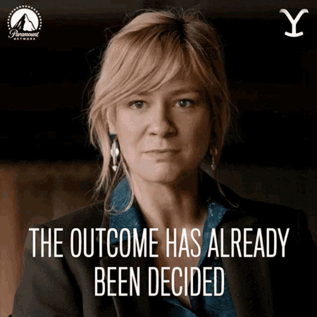 the outcome has already been decided with a paramount network logo