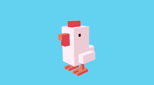 a white chicken with orange feet and a red head