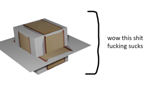 a picture of a cube and the words wow this shit fucking sucks below it