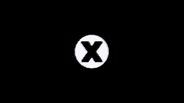 a black letter x is in a white circle