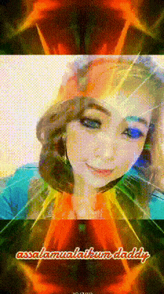 a colorful image of a woman with the words " assalamualaikum daddy " below her