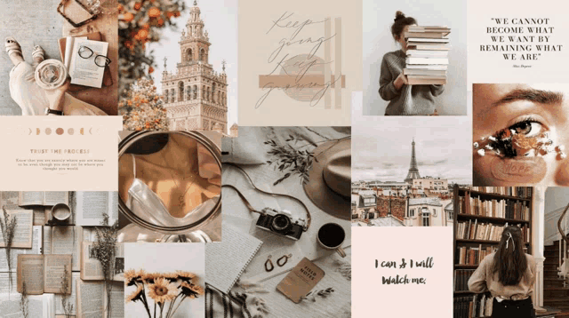 a collage of images with a quote that says " we cannot become what we want to be remaining we are "