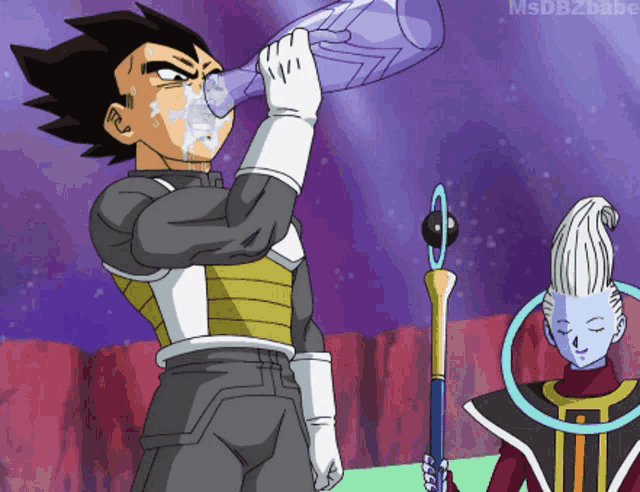 a cartoon of a man drinking from a bottle with the words msdb2babe written on the bottom
