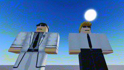 two roblox characters are standing next to each other in front of a full moon