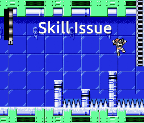 a screenshot of a video game with the words skill issue on it