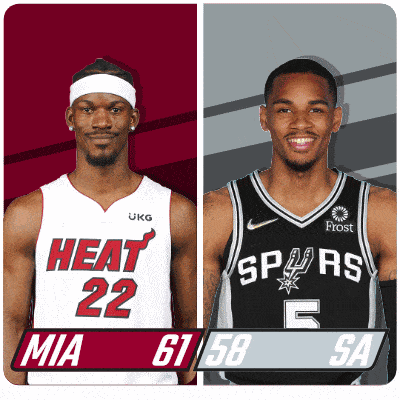 a heat player and a spurs player are shown