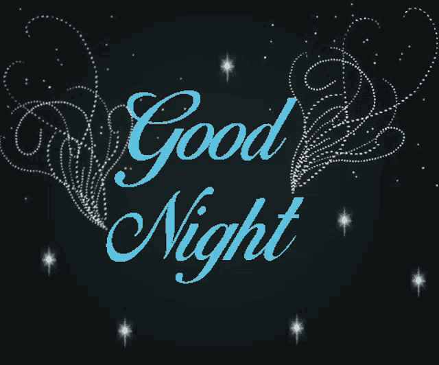 a black background with the words good night in blue