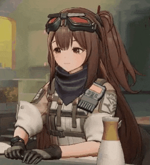 a girl is sitting at a table wearing goggles and a scarf .