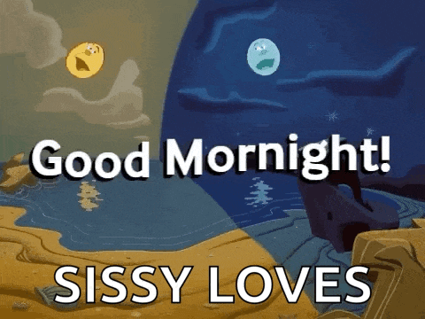 a cartoon scene with the words good mornight sissy loves written on it