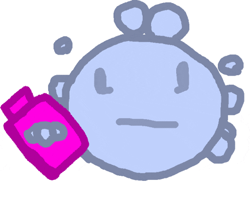 a cartoon drawing of a person holding a pink item