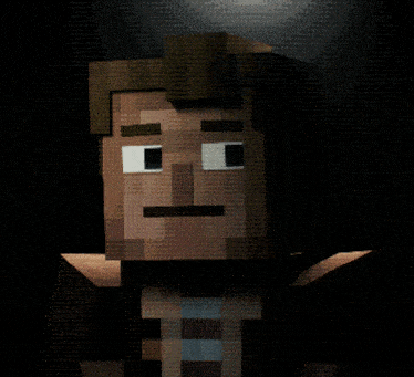 a pixel art of a man 's face with a beard