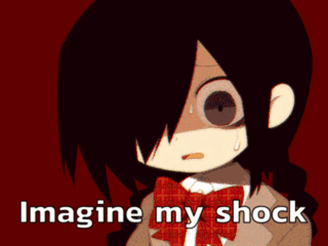 a picture of a girl with the words imagine my shock
