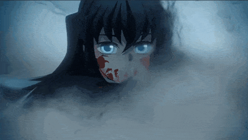 a close up of a person 's face with smoke coming out of it