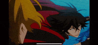 a man in a red cape is kicking a man in a blue shirt