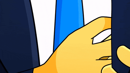 a cartoon drawing of a hand holding a blue bottle