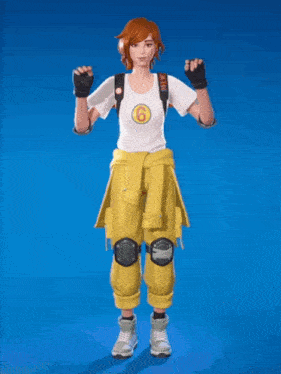 a girl wearing a white shirt with a number 6 on it