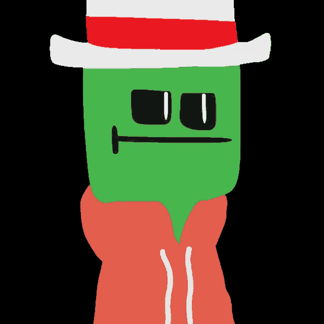 a cartoon character wearing a red and white top hat