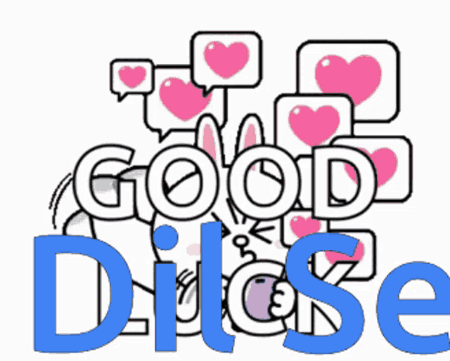 a sticker that says good dilse with a rabbit and hearts