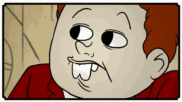 a cartoon drawing of a man with a big smile