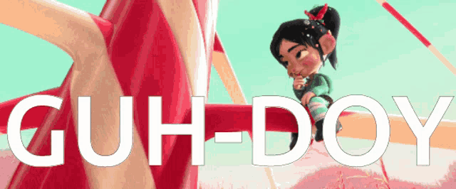 a candy cane with the words guh-doy written on it