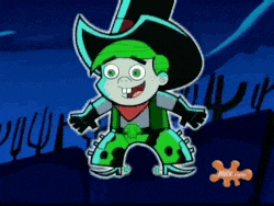 a cartoon character is wearing a cowboy hat and pants
