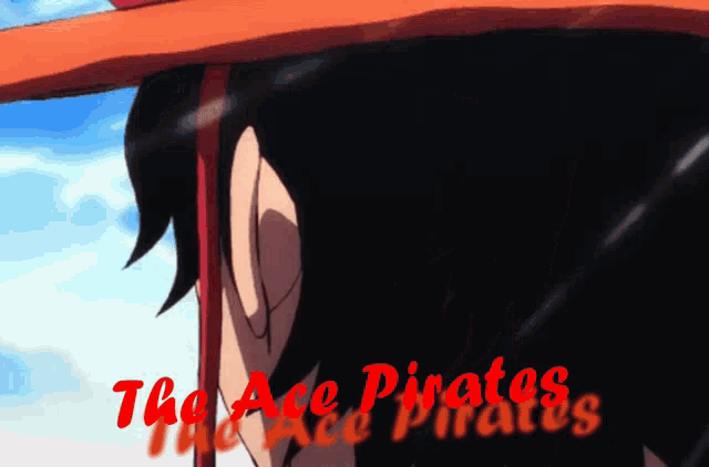 a close up of a person 's face with the words the ace pirates in red