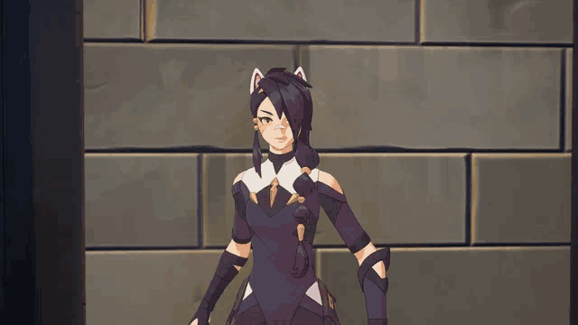 a video game character with cat ears on her head