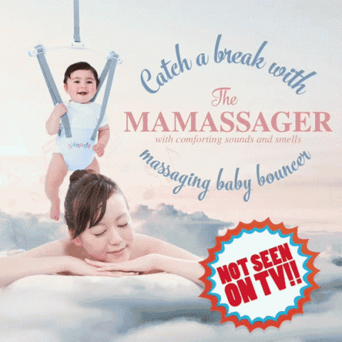 an advertisement for a baby bouncer that is not seen on television