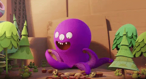 Octopus Throwing Food GIF - Throwing Food Ugly Dolls Food Fight GIFs