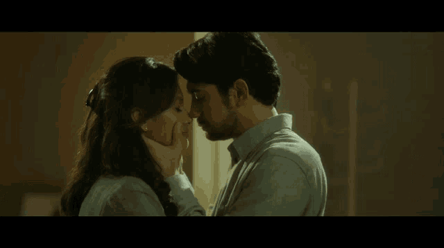 a man and a woman are kissing and the man says " you didn t want me to let you go right "