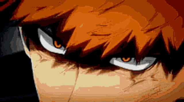 a close up of a cartoon character 's face with a very angry look on his face .