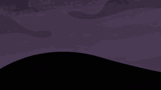 silhouettes of birds and a horse on a hill