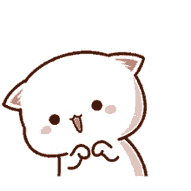 a white cat with a pink ear is making a face .
