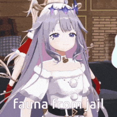 a picture of a girl with the words " fauna from jail " written on it