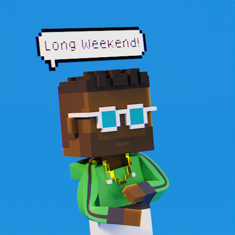 a pixel art character says long weekend