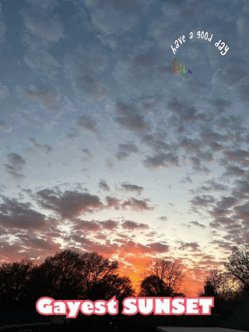 a picture of a sunset with the words gayest sunset above it