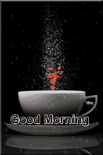 a picture of a cup of coffee with the words good morning on it