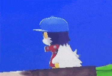 a cartoon character with a blue hat and scarf