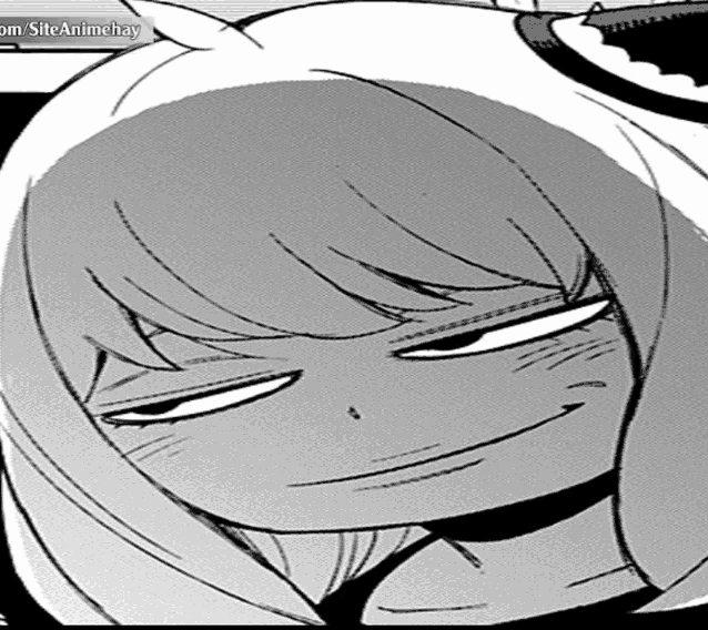 a black and white drawing of a girl making a funny face .