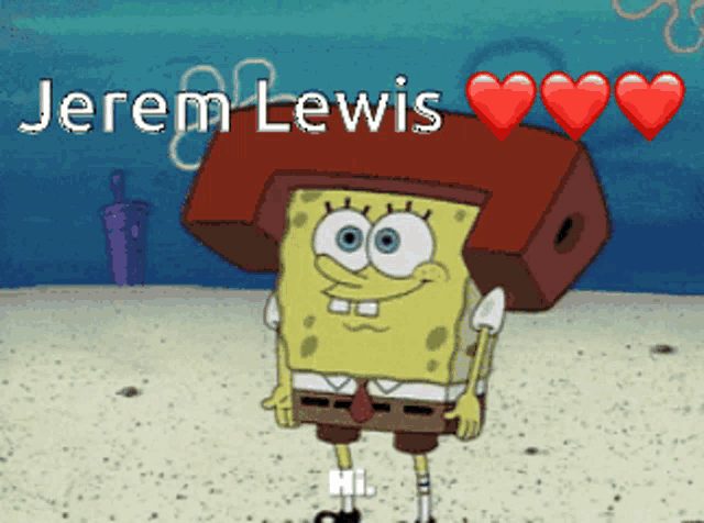 a cartoon of spongebob with the name jerem lewis