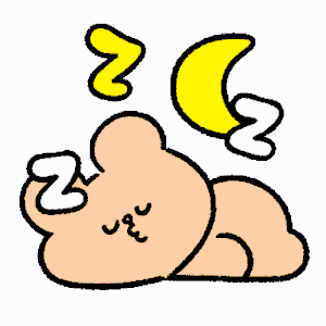 a cartoon drawing of a teddy bear sleeping with a yellow moon above it