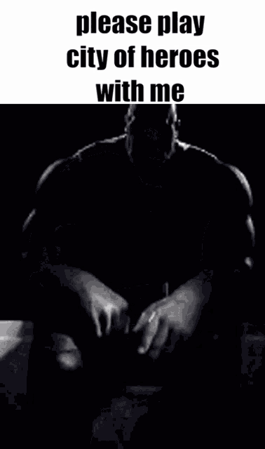 thanos says please play city of heroes with me in a black and white photo
