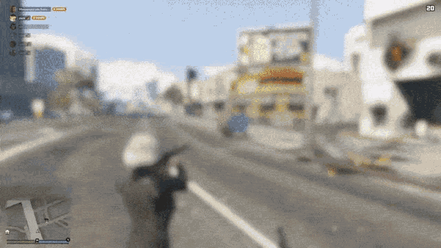 a blurred image of a video game with the number 20 on the bottom right