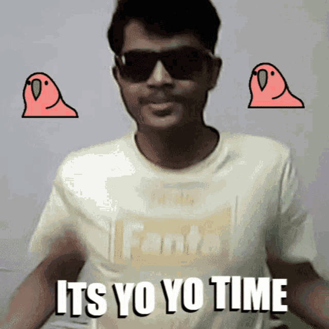 a man is wearing sunglasses and a fanta shirt