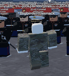 a group of soldiers are standing in front of a sign that says bigbirdslittlesnack on it