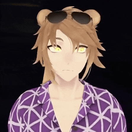 a cartoon character wearing a purple shirt and sunglasses